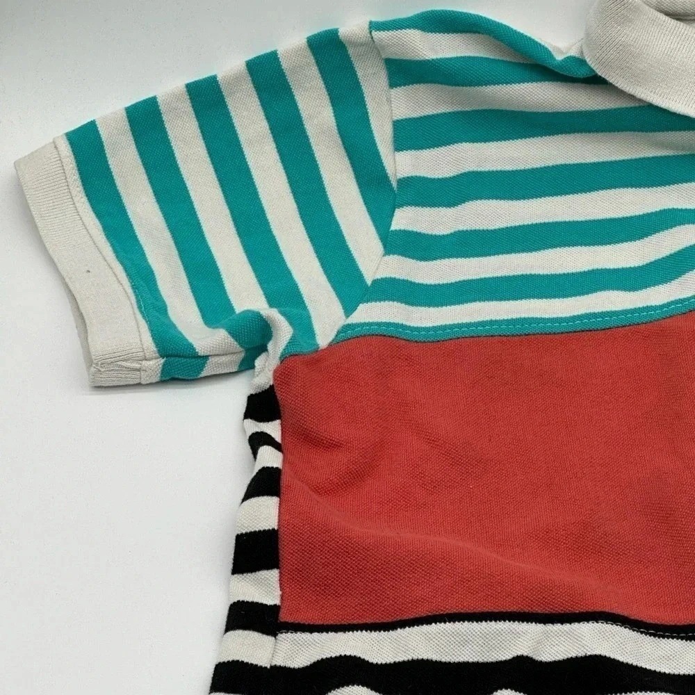 Evolution In Design‎ Mens Colorblock Striped Polo Shirt Multi Color Size Medium - Picture 2 of 9